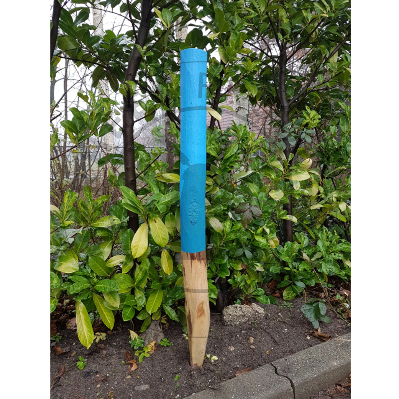 Houten Routepaal blauw geschilderd 