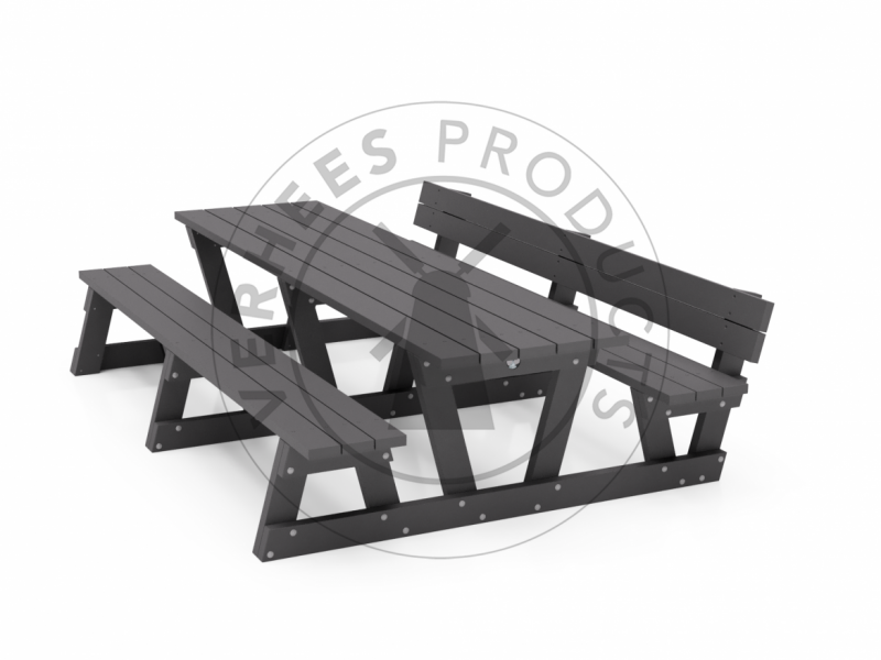 Kunststof Picknicktafel 'Parijs' met 1 rugleuning 