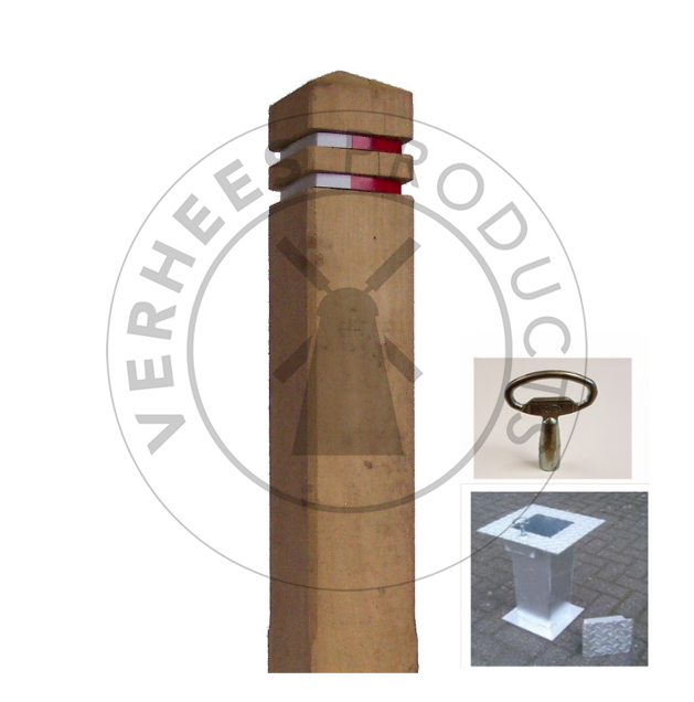 Robinia/acacia uitneembare diamantkoppaal met grondbus en sleutel 