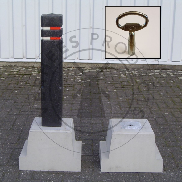 Kunststof Afneembare Verkeer afzetpaal /Diamantkoppaal inclusief betonvoet met sleutel  