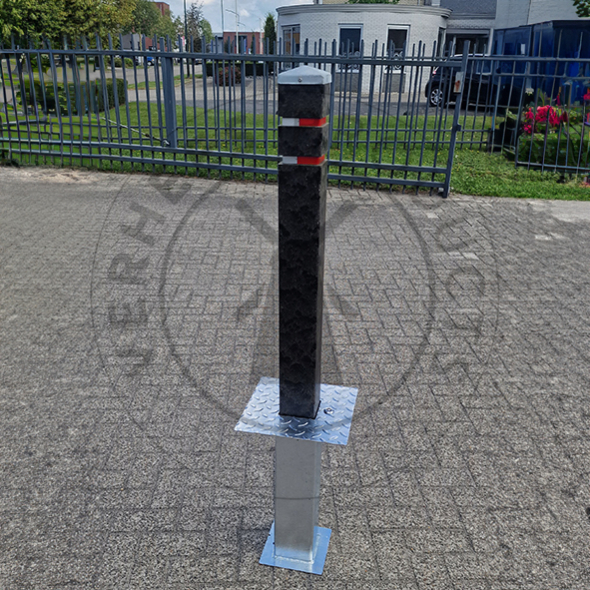 Biobased verkeer afzetpaal incl. grondbus met sleutel 