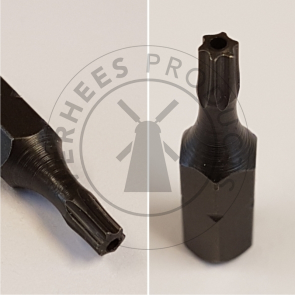Bitje Torx met pin voor veiligheidsschroeven Bolkop RVS en pin 4,2x19 mm  