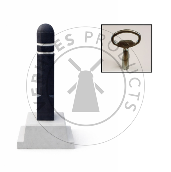 Kunststof afneembare achthoekige verkeer afzetpaal met betonvoet en sleutel 