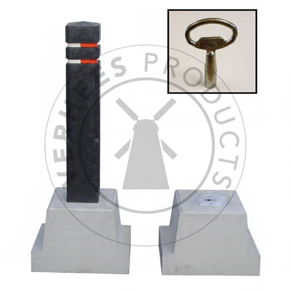 Kunststof afneembare diamantkoppaal met betonvoet en sleutel  