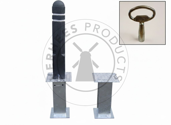 Kunststof uitneembare achthoekige verkeer afzetpaal met grondbus en sleutel 