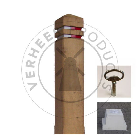 Robinia/acacia afneembare diamantkoppaal met betonvoet en sleutel 