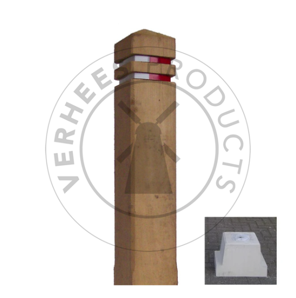 Robinia/acacia afneembare diamantkoppaal met betonvoet 